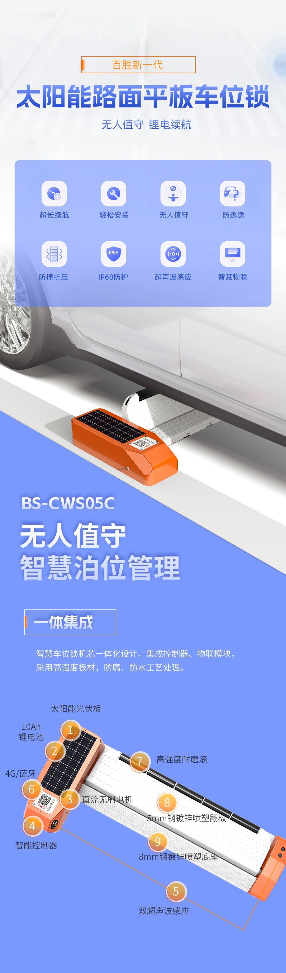 欧美精品蜜桃69桔色太陽能車位（wèi）鎖（suǒ）上市｜6個月續航+8噸抗壓｜無人值守防逃逸-欧美精品蜜桃69桔色（shèng）智能